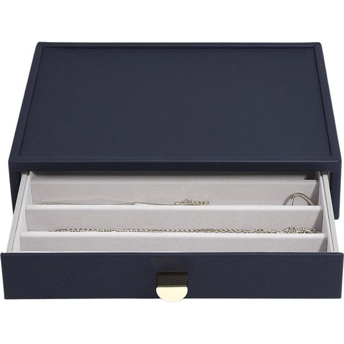 Szkatułka na naszyjniki Stackers Pebble classic granatowa z szufladą