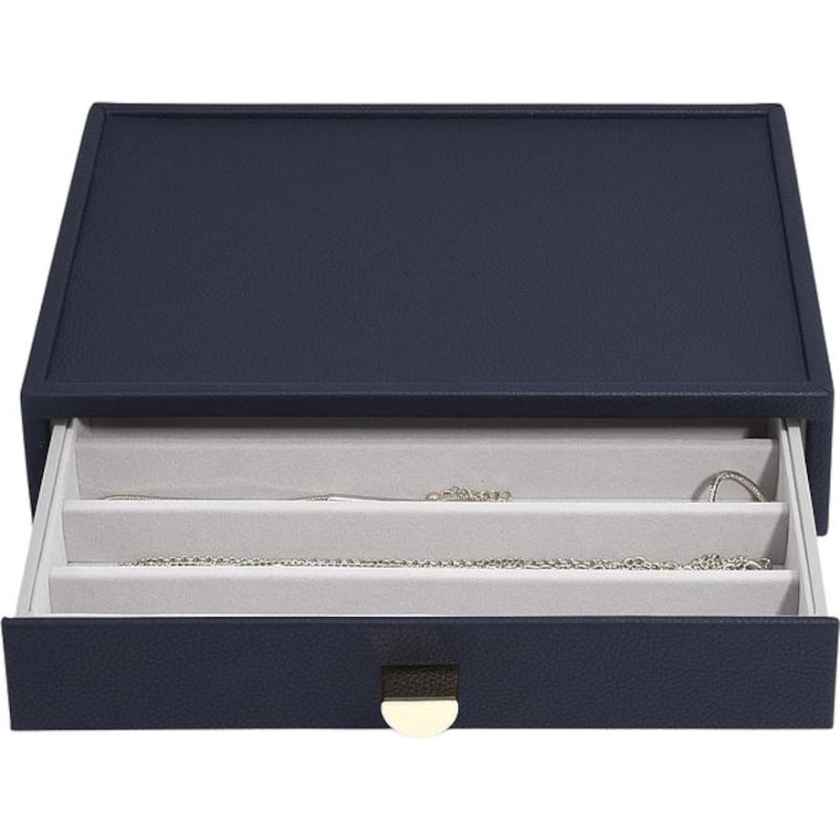 Szkatułka na naszyjniki Stackers Pebble classic granatowa z szufladą