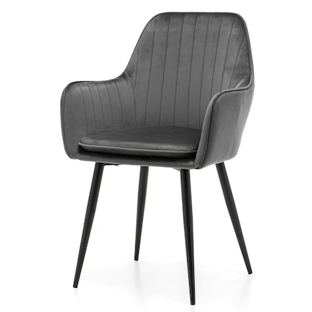 Krzesło tapicerowane EMILIA szare welur salon jadalnia