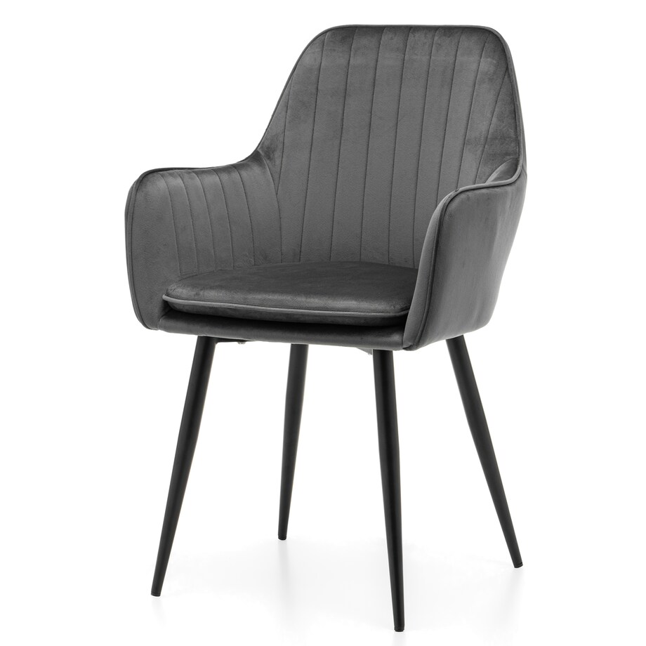 Krzesło tapicerowane EMILIA szare welur salon jadalnia