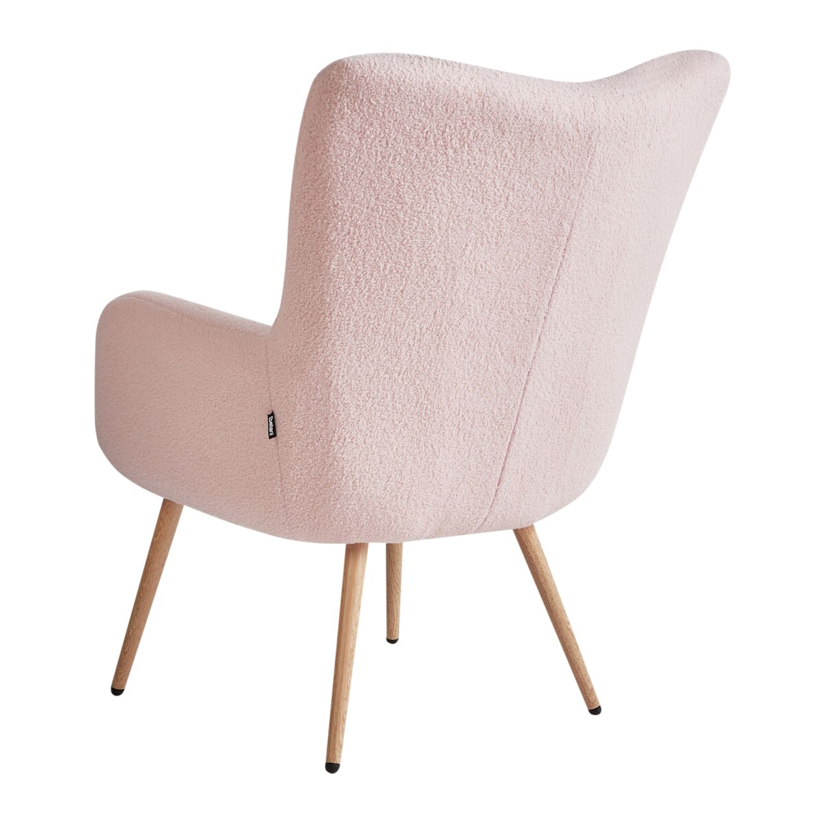 Fotel uszak VEJLE Z podnóżkiem Boucle Pastelowy róż