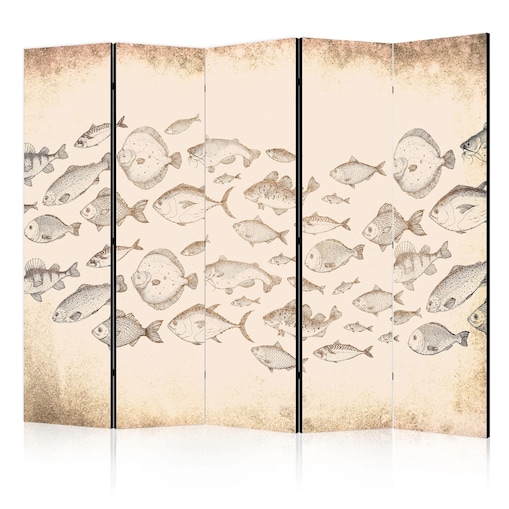 Parawan jednostronny Zwierzęta 225x172 cm 5-częściowy beżowy