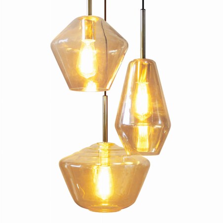 Szklana lampa wisząca Bohemia bursztynowa kaskada nad stół