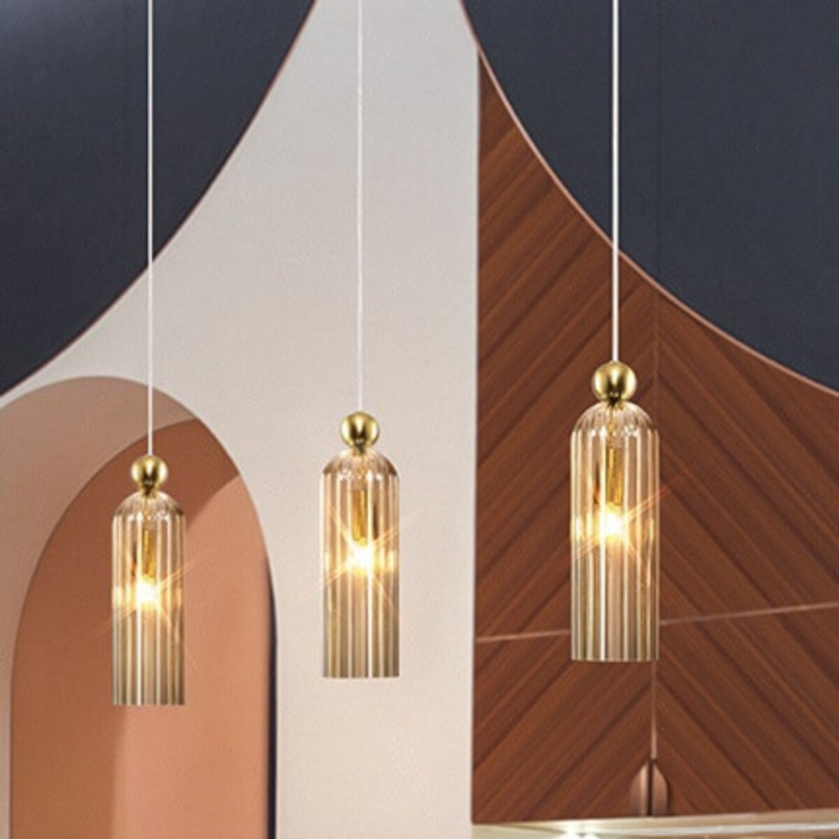 Lampa wisząca z kloszem Antic MOD302PL-01CG koniakowa złota