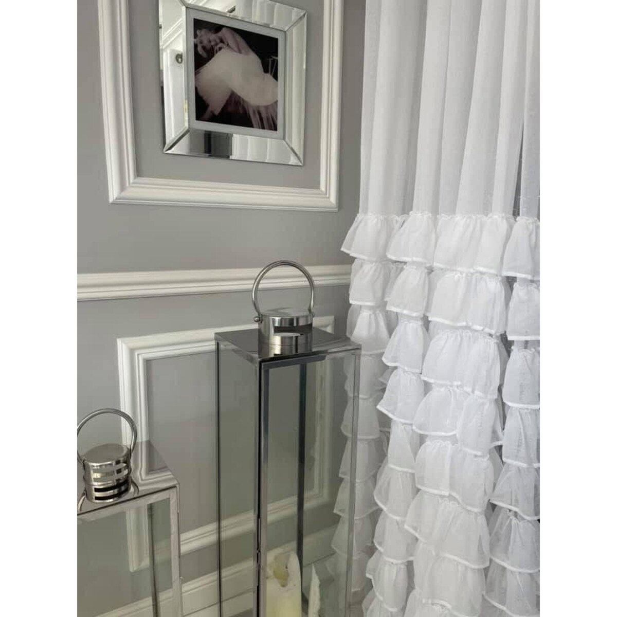 Firana "half" z falbanami od dołu | 140x250 przelotki | biała