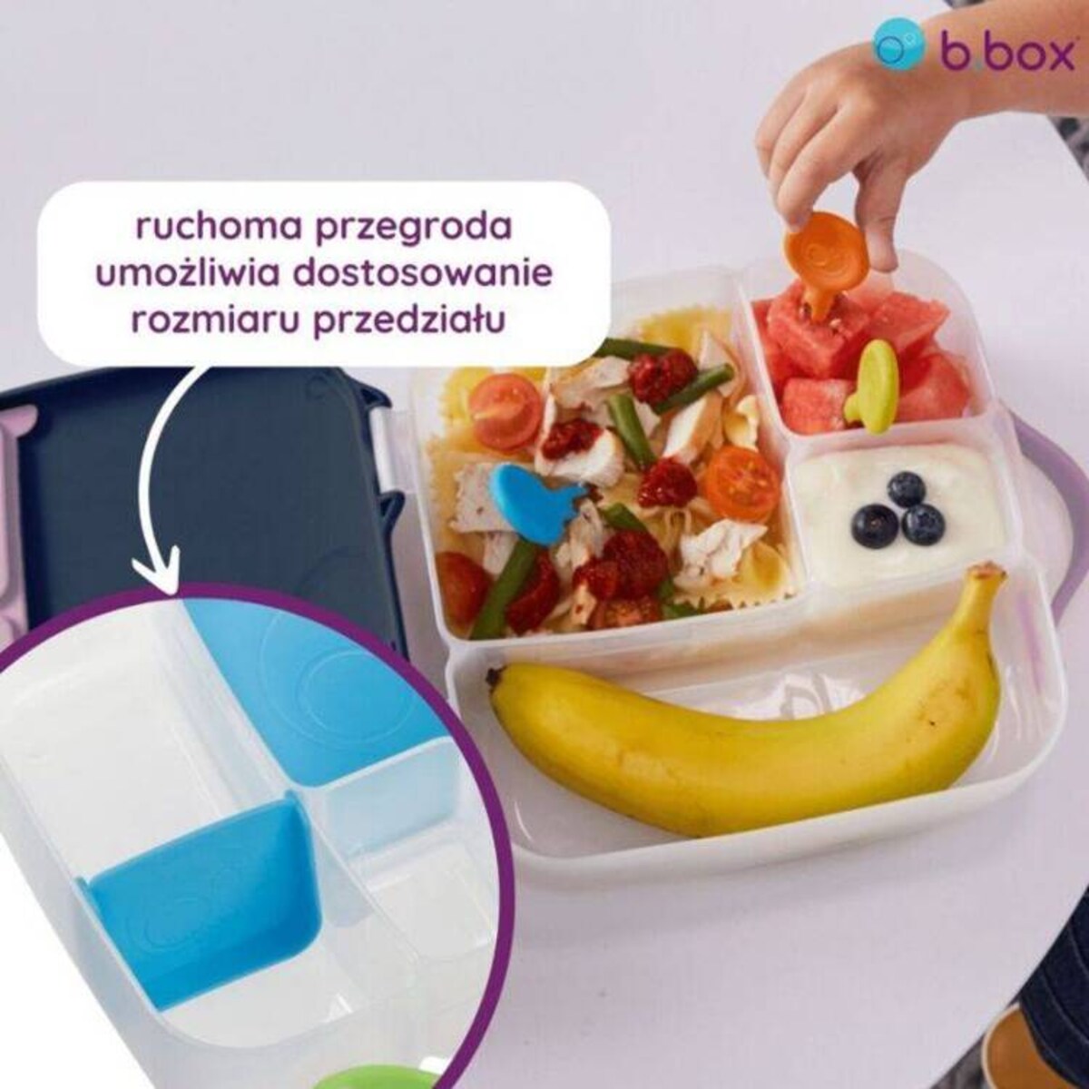 Lunchbox dla dzieci i dorosłych - śniadaniówka z przegródkami i wkładem chłodzącym Blue Blaze, b.box