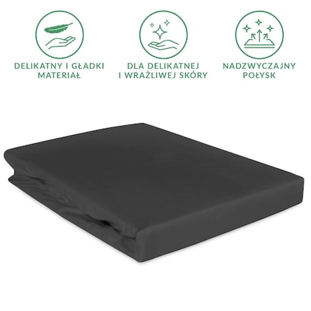 Prześcieradło satynowe z gumką 180x200 kolor Czarny