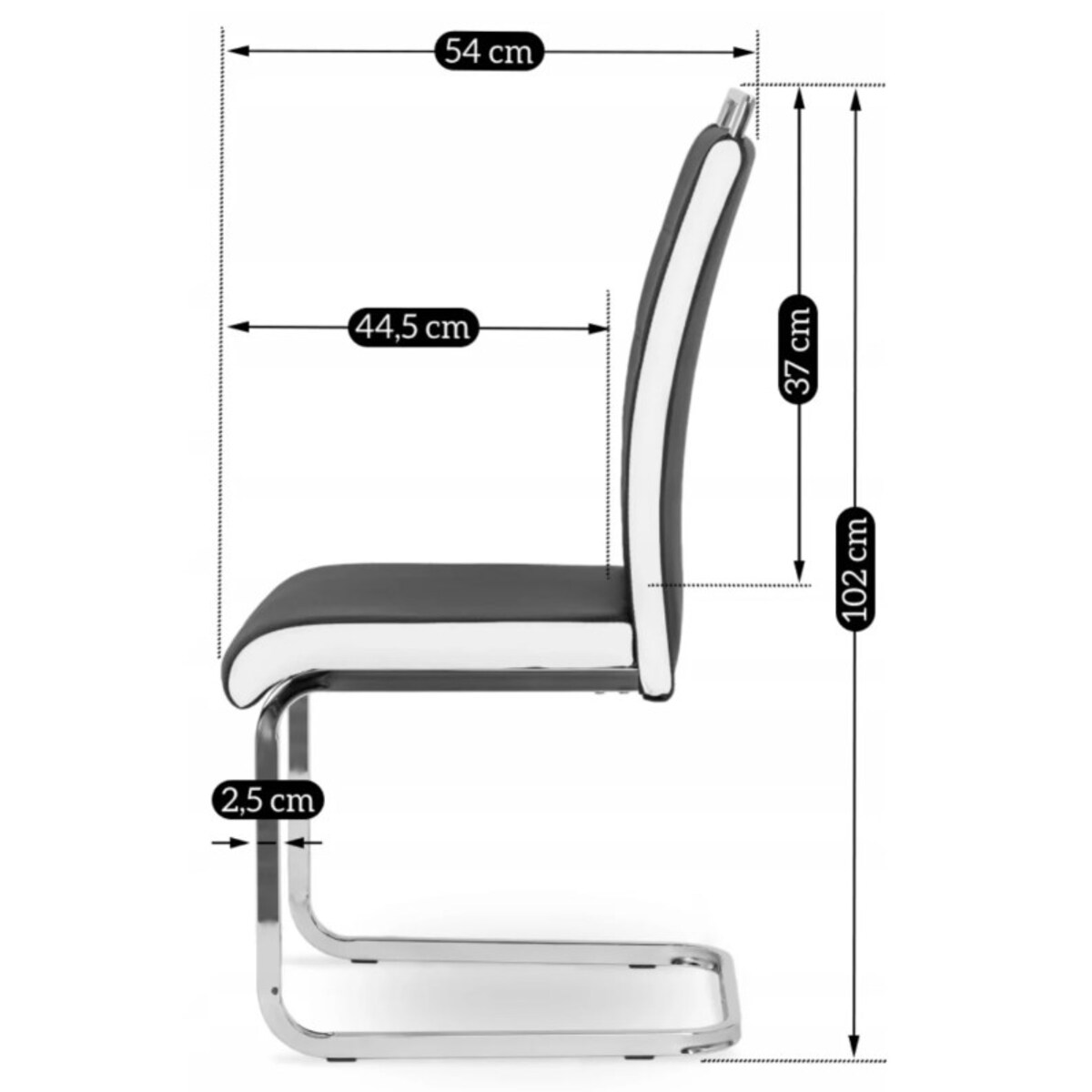 Krzesło Tapicerowane Do Jadalni Czarno-Białe Na Płozach LOCA