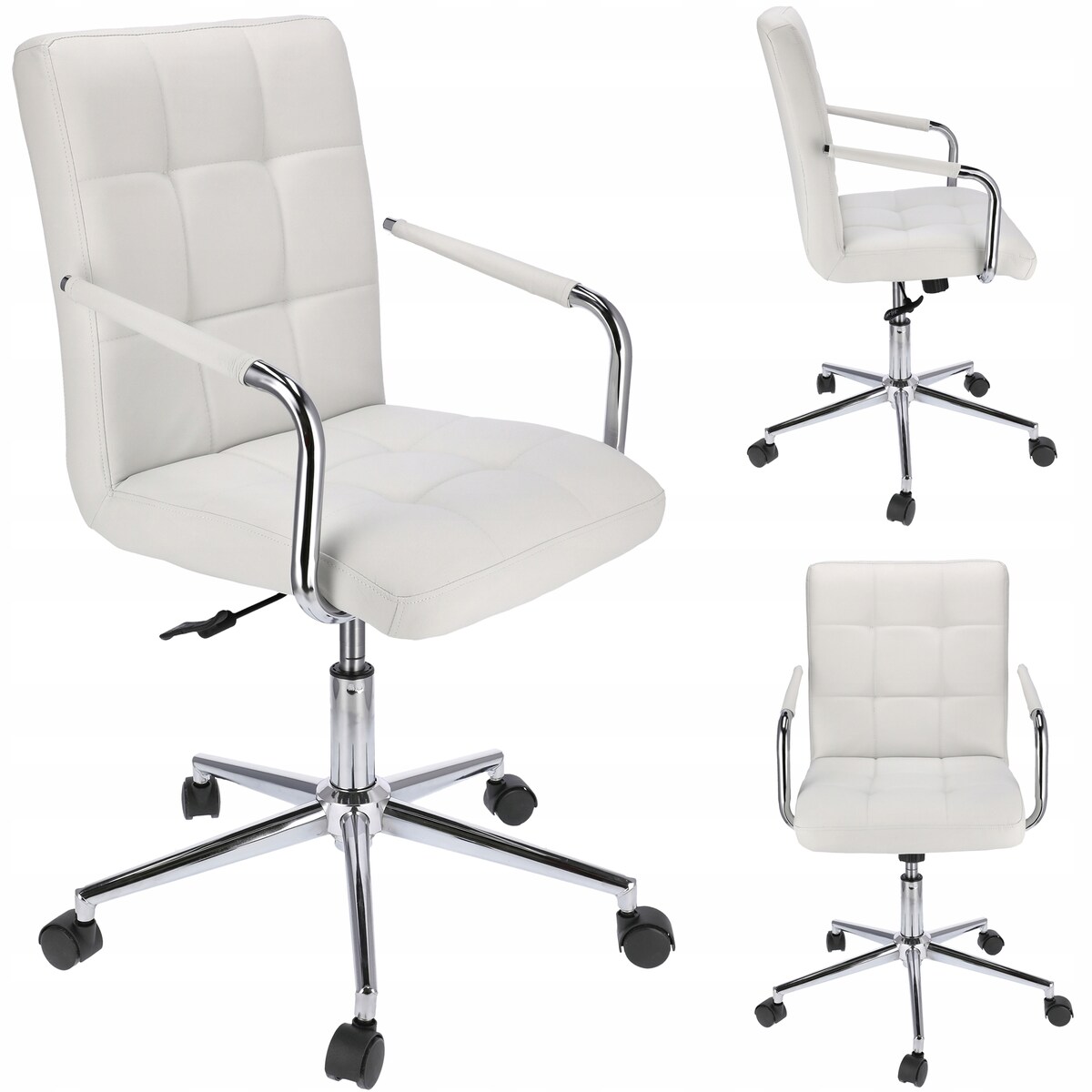 Krzesło obrotowe biurowe QUATRO białe ekoskóra