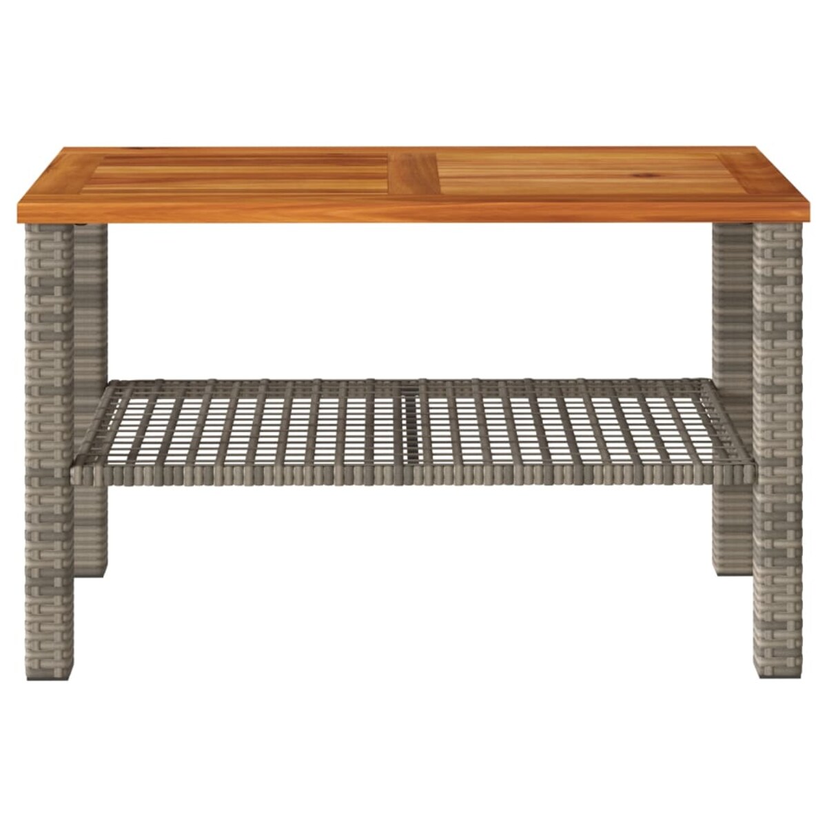 vidaXL Stolik ogrodowy, szary, 70x38x42 cm, polirattan i akacja