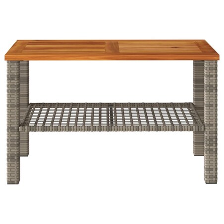 vidaXL Stolik ogrodowy, szary, 70x38x42 cm, polirattan i akacja