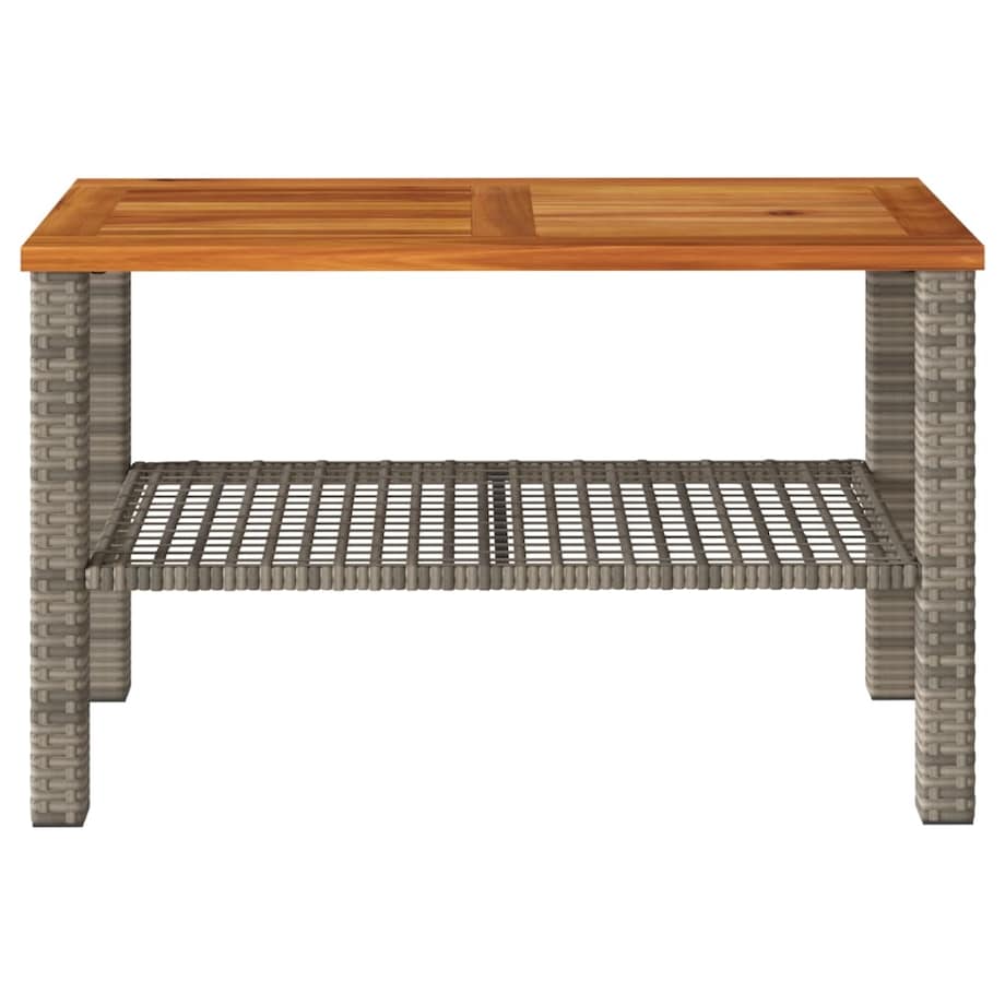 vidaXL Stolik ogrodowy, szary, 70x38x42 cm, polirattan i akacja