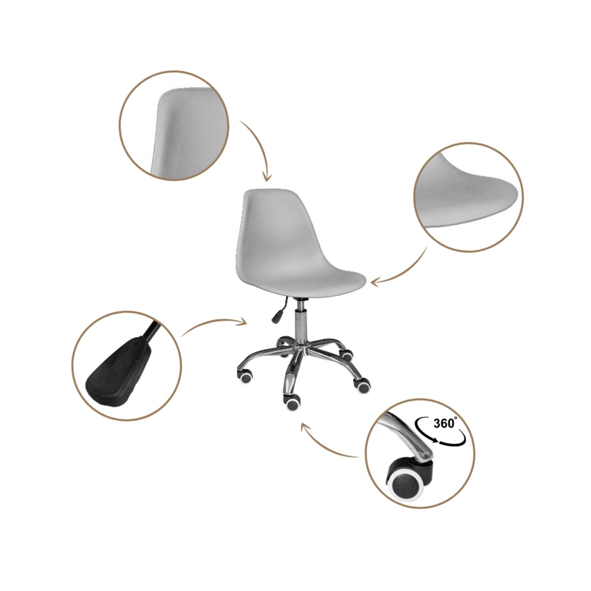 Fotel krzesło biurowe obrotowe do biurka gabinetu plastikowe szare