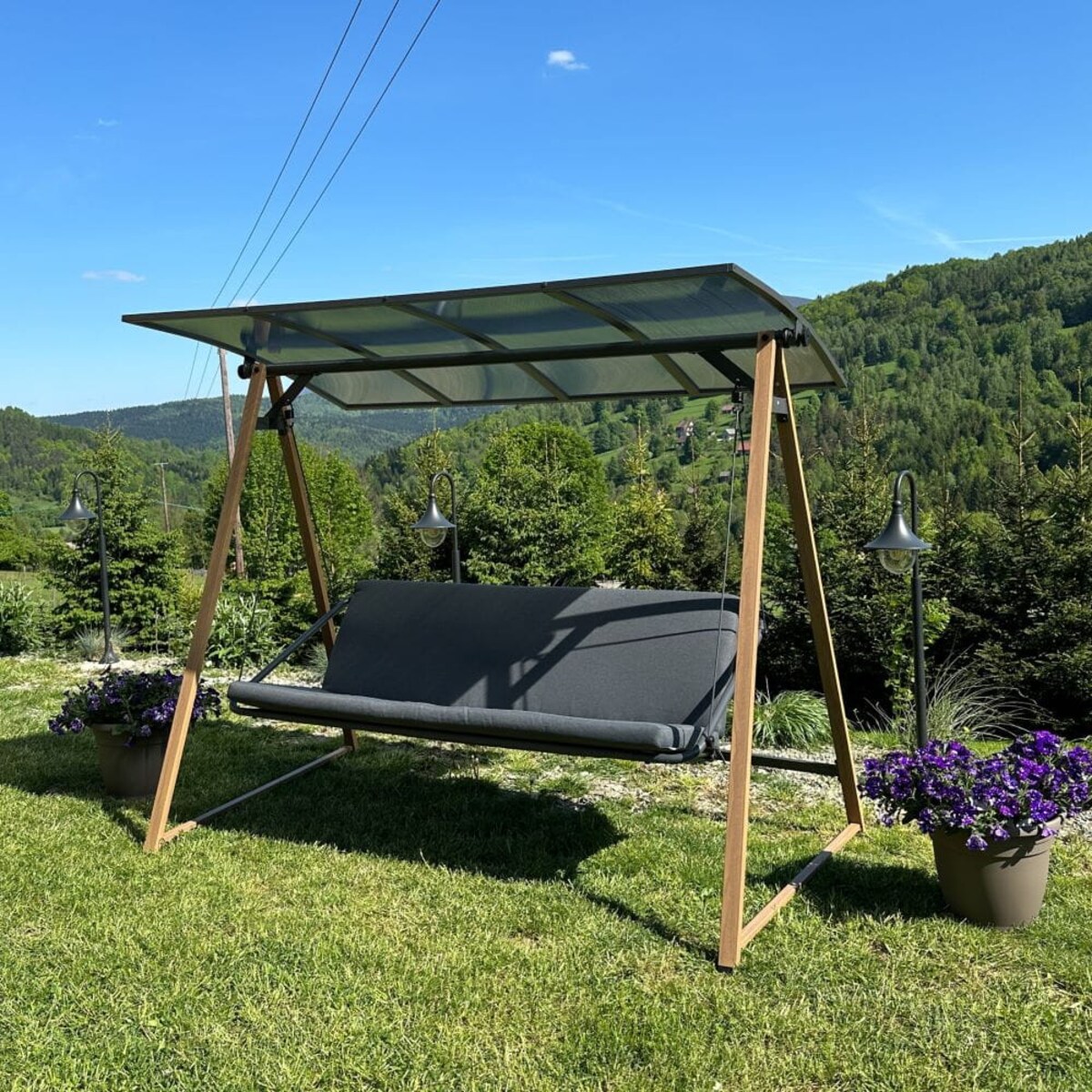 Huśtawka ogrodowa z daszkiem Duisburg antracytowa