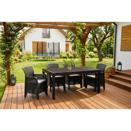 Zestaw Mebli Ogrodowych Na Taras Ogród Technorattan Czarny Popiel