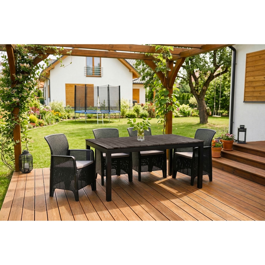 Zestaw Mebli Ogrodowych Na Taras Ogród Technorattan Czarny Popiel