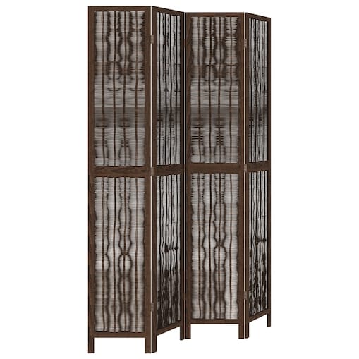 vidaXL Parawan pokojowy, 4-panelowy, ciemny brąz, lite drewno paulowni