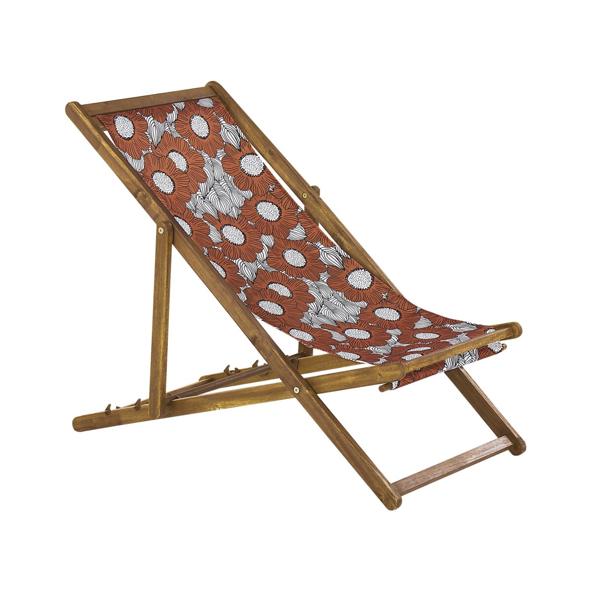 Zestaw 2 leżaków ogrodowych jasne drewno akacjowe wzór w maki ANZIO