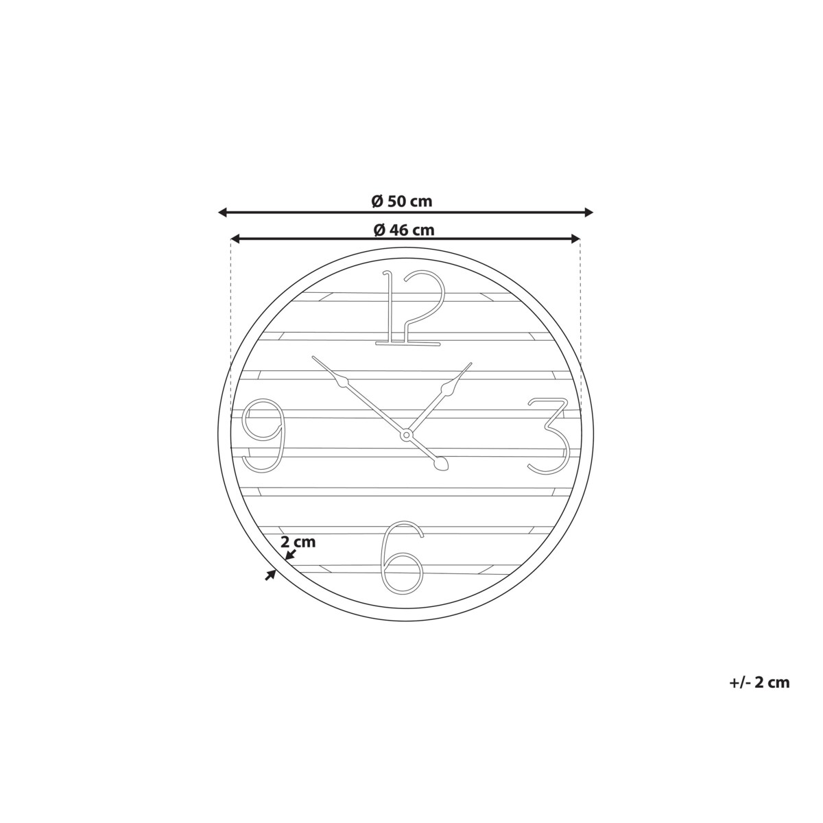 Zegar ścienny ø 50 cm ciemne drewno ARRIAGA