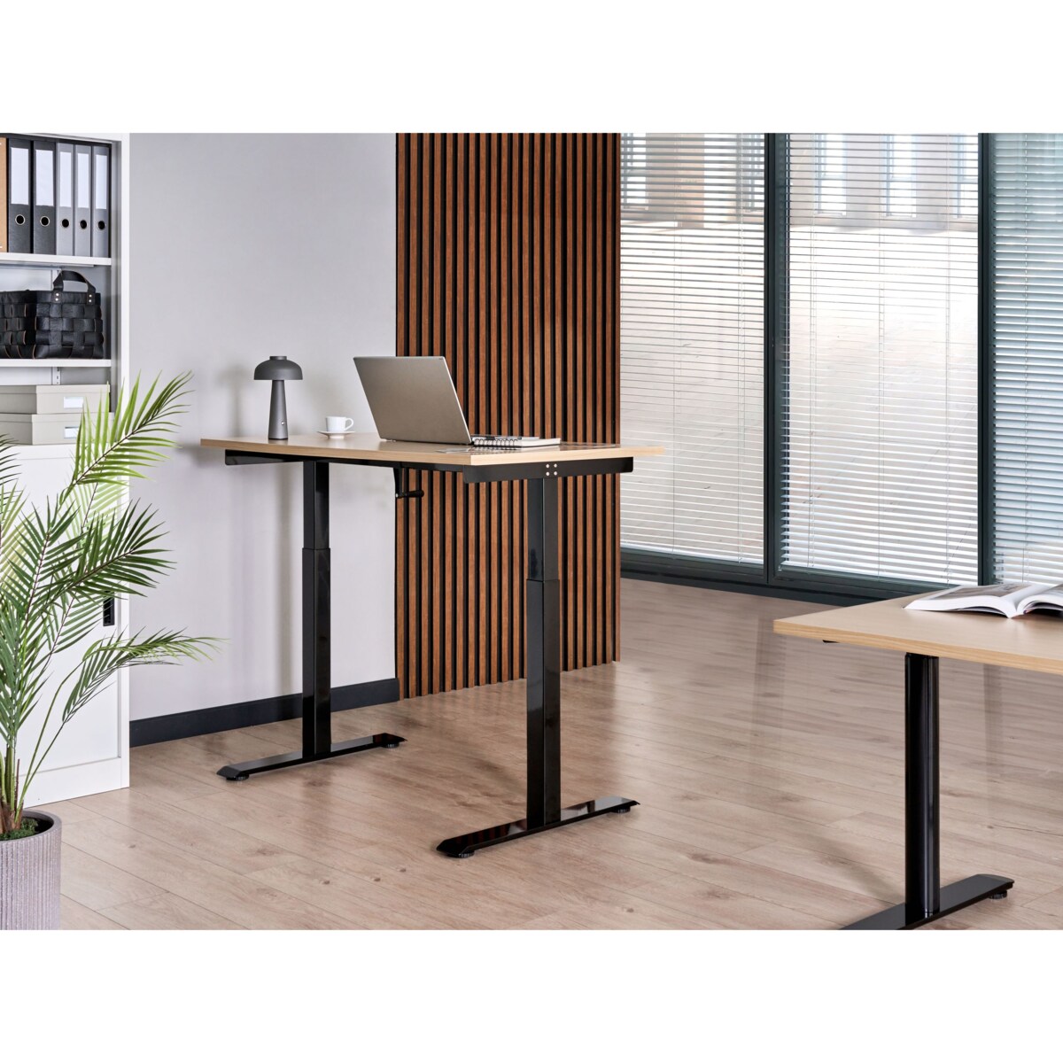 Biurko regulowane manualnie DESTINES Czarny/ jasny brąz 120 cm 60 cm