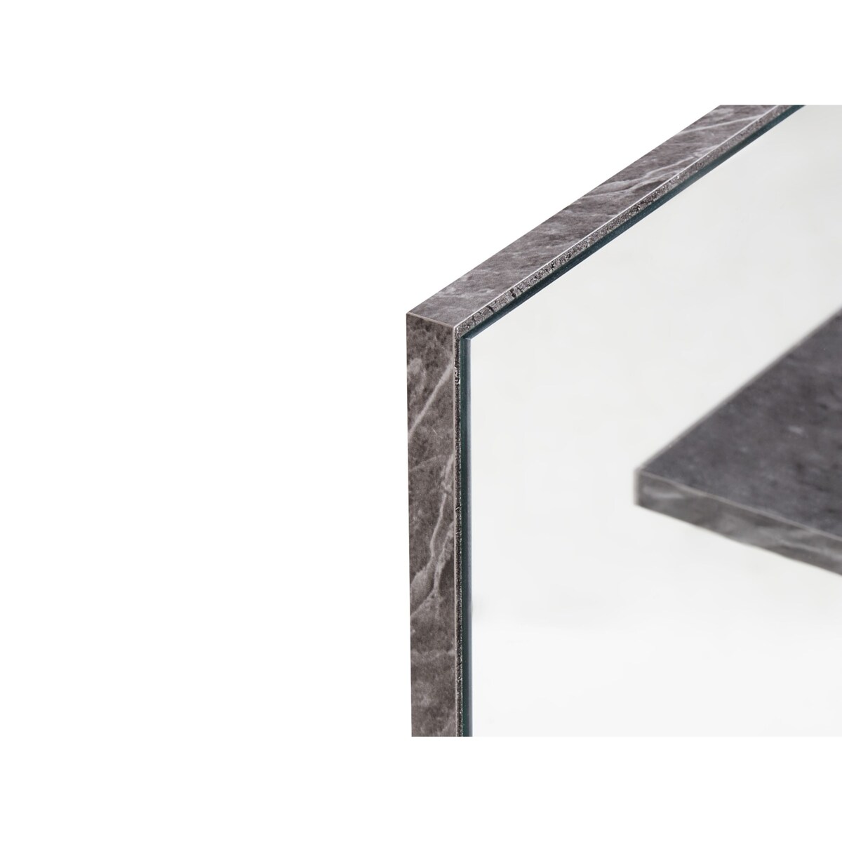 Półka łazienkowa wisząca z lustrem efekt marmuru czarna PELOTAS