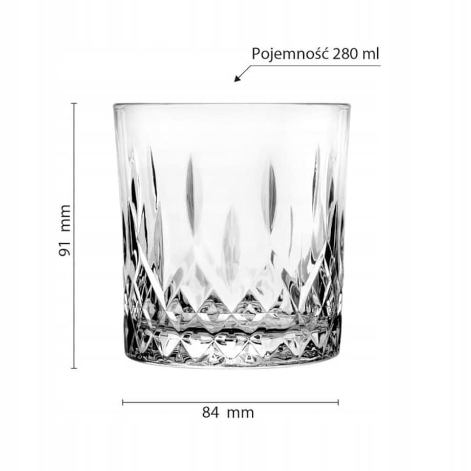 Szklanka do Whisky Brandy Niska Karbowana z Osobnym Szlifem 280 ml Glasmark