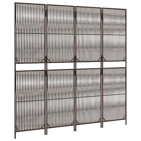 vidaXL Parawan 4-panelowy, brązowy, polirattan