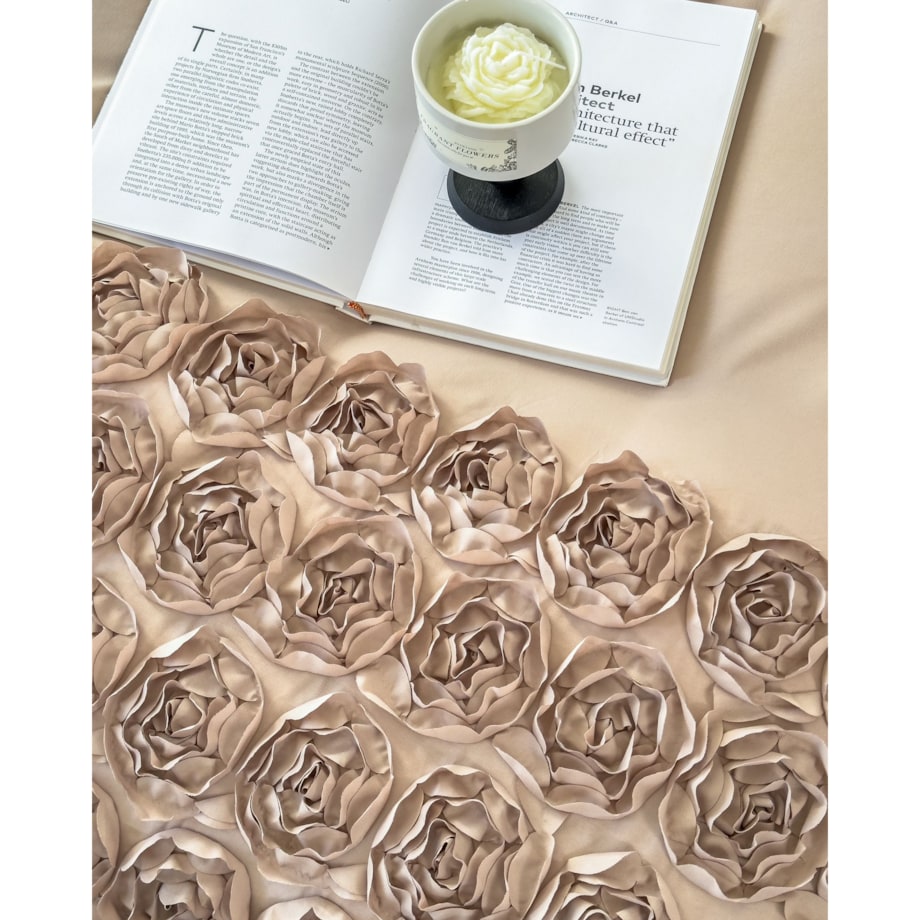 komplet pościeli "bella rosa" z aplikacją 3d róże mikrofibra 200x220 |beż