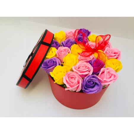 DUŻY BOX KWIATY MYDLANE PACHNĄCE NA dzień mamy upominek urodziny prezent