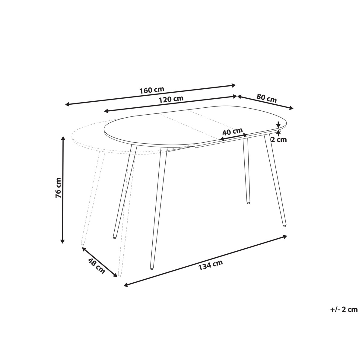 Stół do jadalni rozkładany STAVERTON Biały 120/160 cm 80 cm