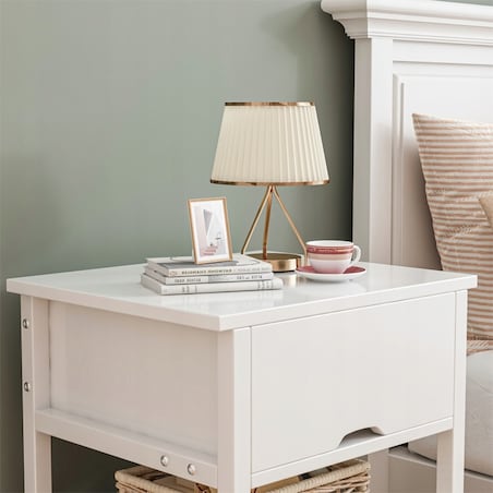 Szafka nocna biała z 2 szufladami nowoczesna loft stolik do sypialni 45 cm