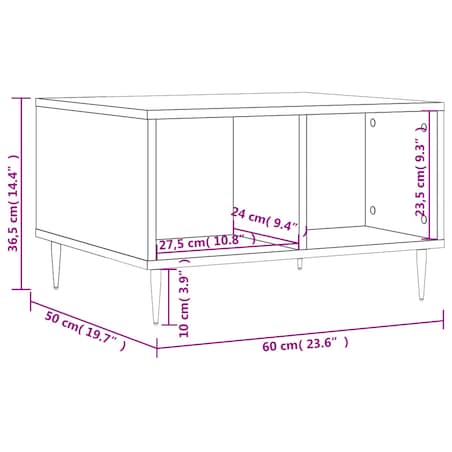 vidaXL Stolik kawowy, dąb sonoma 60x50x36,5 cm materiał drewnopochodny