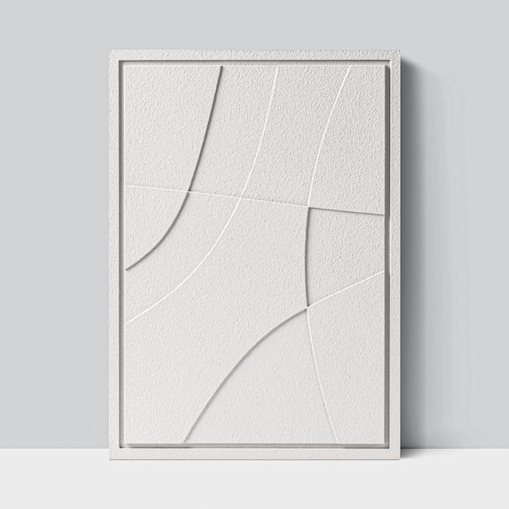 Obraz 3D 35x50cm Abstract II – Dekoracja Ścienna z Tynku Naturalnego, Bianco Minimalistyczny Relief