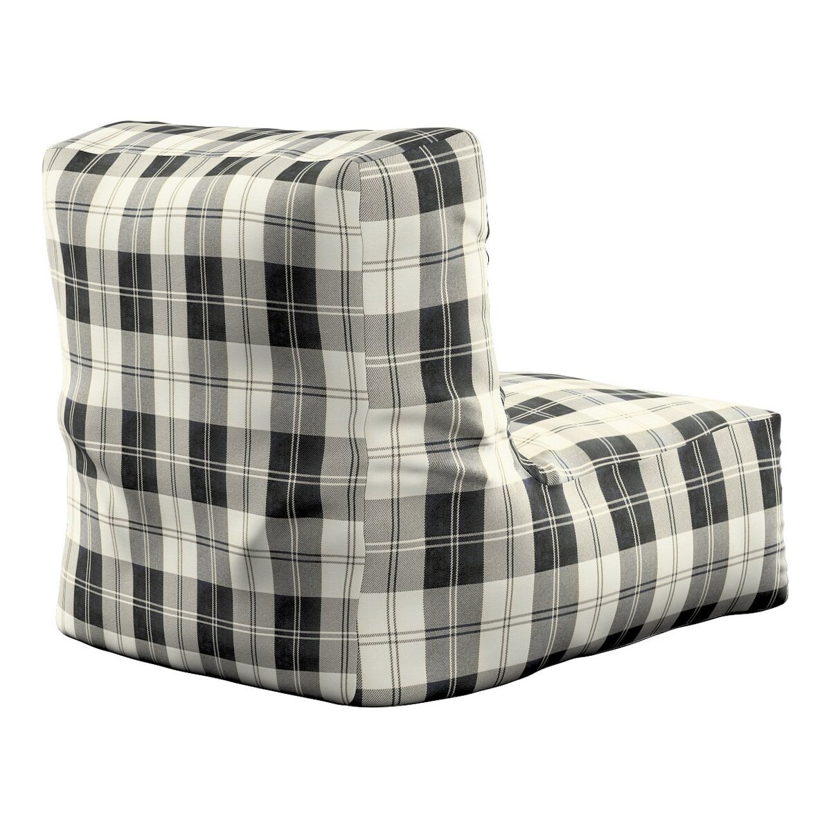 Pufa - fotel, krata czarno-biała, 67 x 31 x 75 cm, Edinburgh