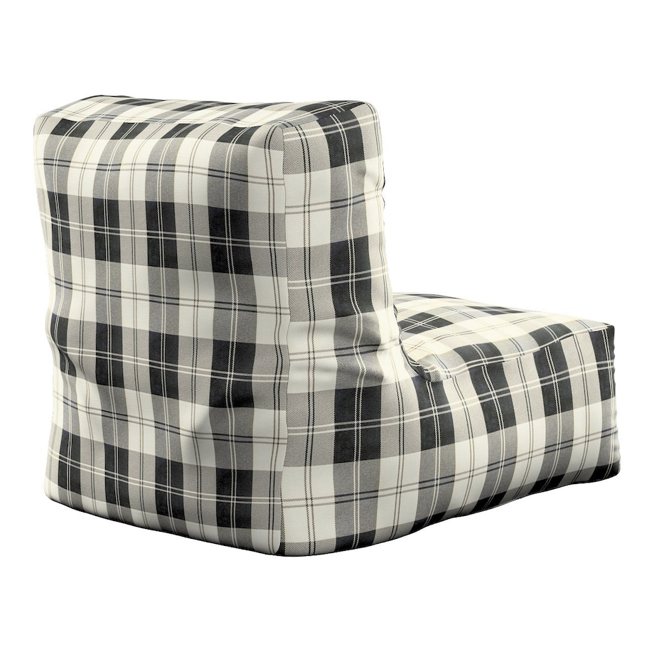 Pufa - fotel, krata czarno-biała, 67 x 31 x 75 cm, Edinburgh