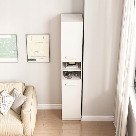 Regał szafka biała nowoczesna stojąca słupek wysoki loft 2 drzwi 180 cm