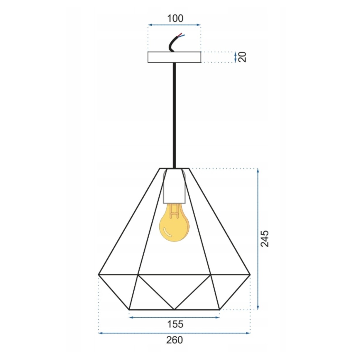 Lampa Sufitowa Wisząca Geometryczna Loft Czarna