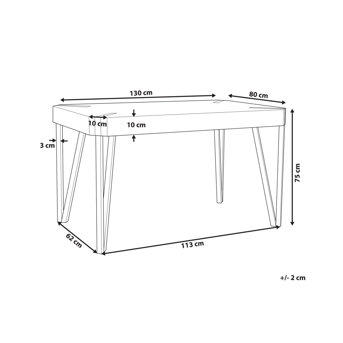 Stół do jadalni 130 x 80 cm jasne drewno CAMBELL