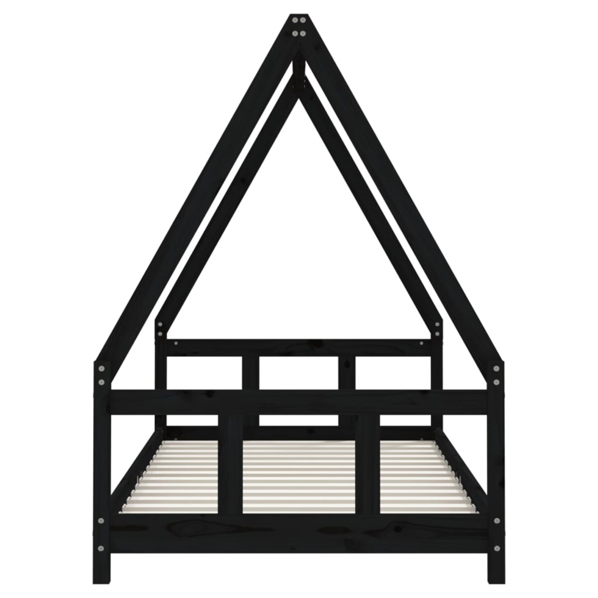 vidaXL Rama łóżka dziecięcego, czarna, 90x190 cm, drewno sosnowe