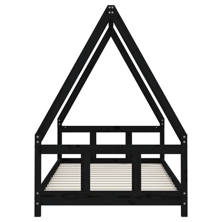 vidaXL Rama łóżka dziecięcego, czarna, 90x190 cm, drewno sosnowe