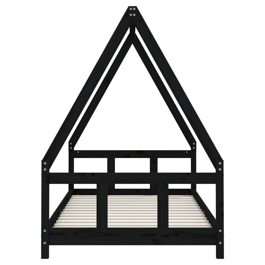 vidaXL Rama łóżka dziecięcego, czarna, 90x190 cm, drewno sosnowe