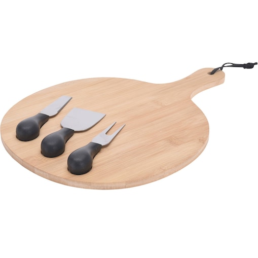 Deska do serwowania serów, bambusowa, 3 noże w zestawie