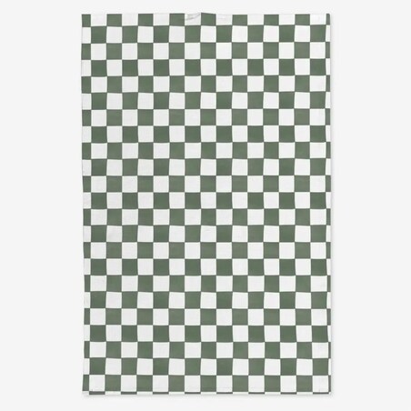 Lniany ręcznik kuchenny - ciemnozielona krata