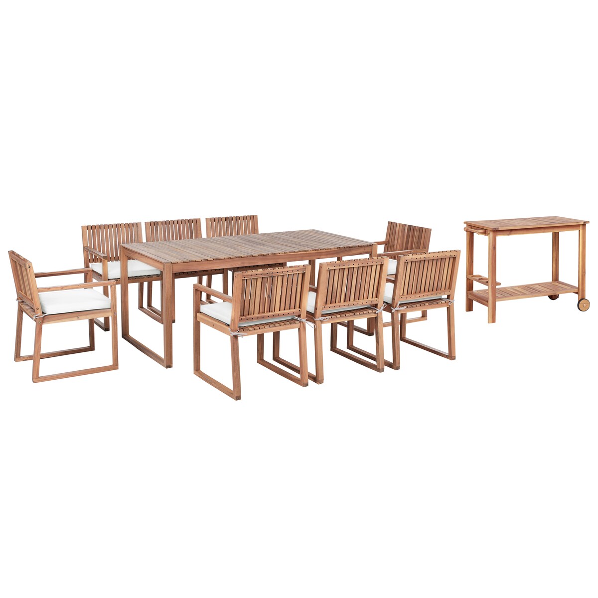 Zestaw 8 poduszek na krzesło ogrodowe SASSARI PREMIUM 46 x 46 cm Złamana biel