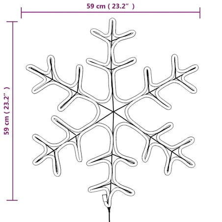vidaXL Ozdobne śnieżynki, ciepłe białe światło LED, 2 szt., 59x59 cm