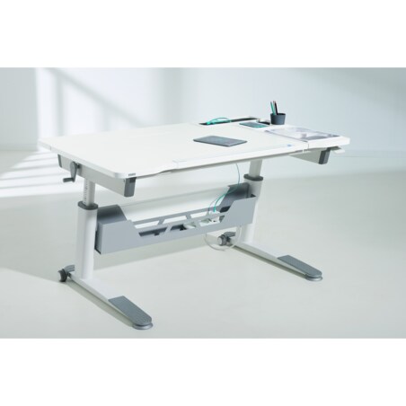 Ergonomiczne, regulowane biurko PAIDI JARO 120 cm – kredowa biel (wersja prawa)