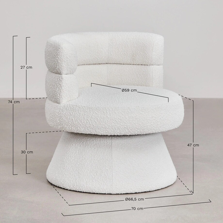 Fotel wypoczynkowy, obrotowy, bouclé Protea