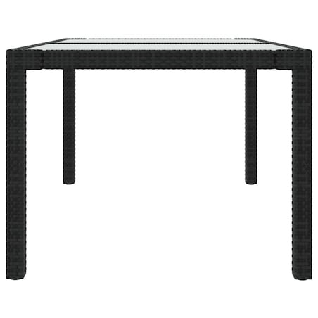 vidaXL Stół ogrodowy, 150x90x75 cm, szkło i rattan PE, czarny