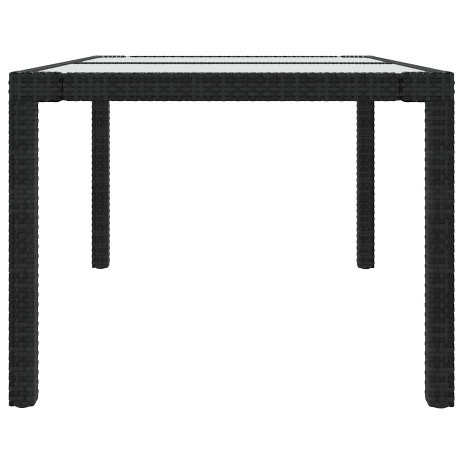 vidaXL Stół ogrodowy, 150x90x75 cm, szkło i rattan PE, czarny