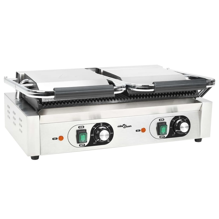 vidaXL Podwójny opiekacz do panini, żebrowany, 3600 W, 57x30,5x20 cm
